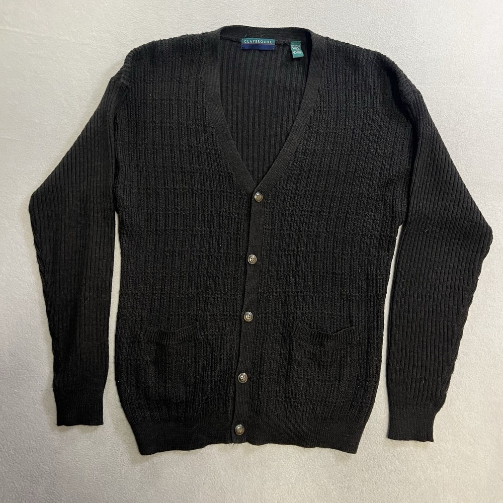 Vintage Grandpa Cardigan Sweater Wool Blend Mens Size Large Grunge Claybrooke
